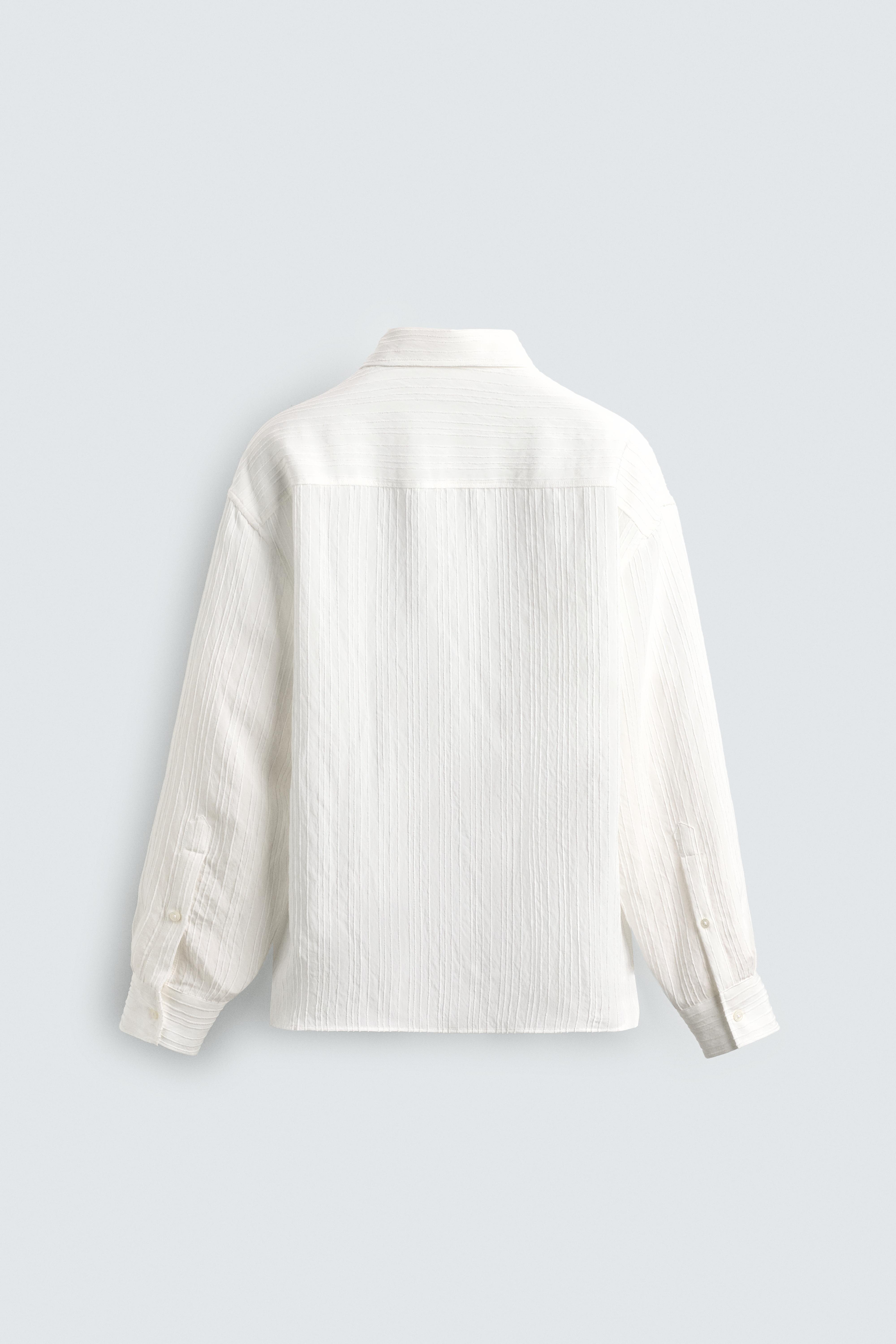 RELAXED FIT TEXTURED STRIPED SHIRT