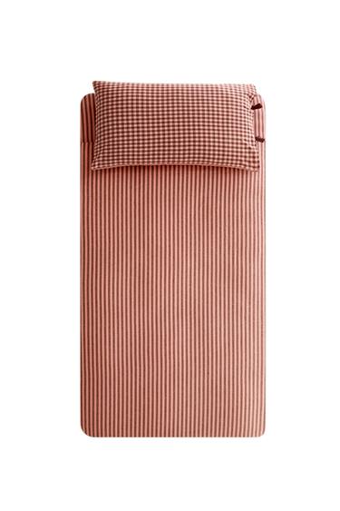 Zara REVERSIBLE FLANNEL COTTON KIDS DUVET COVER - Pink