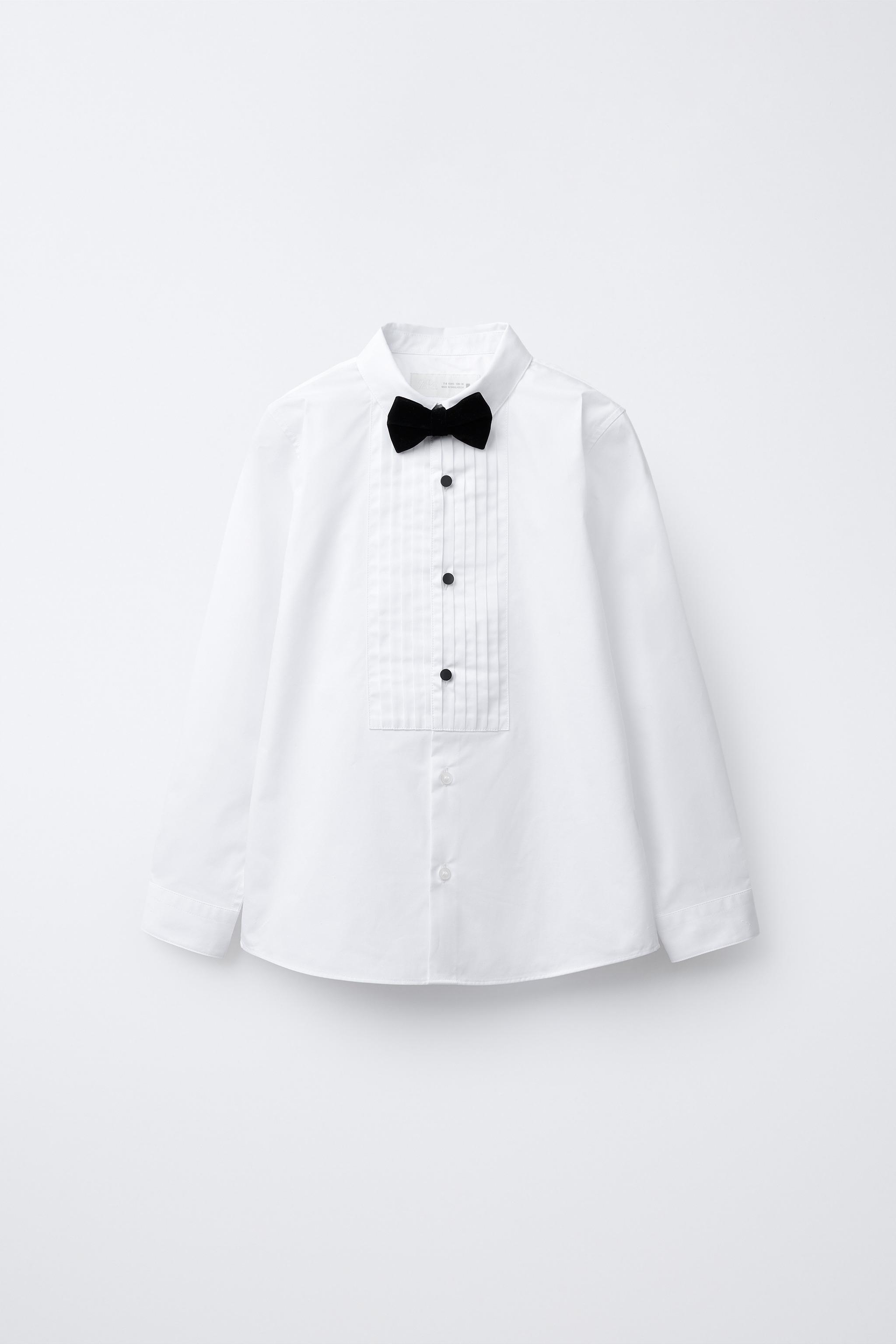 DETACHABLE VELVET BOW TIE SHIRT