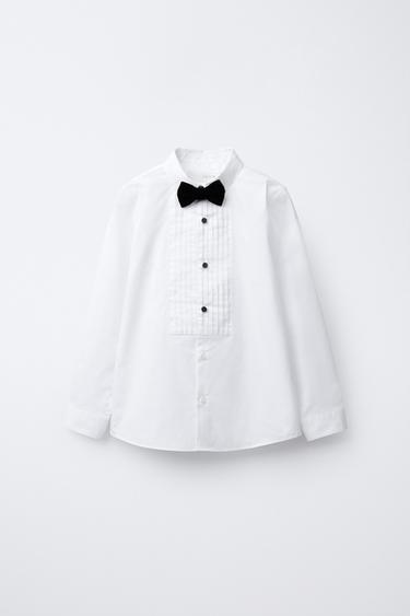 DETACHABLE VELVET BOW TIE SHIRT - Bela od Zare