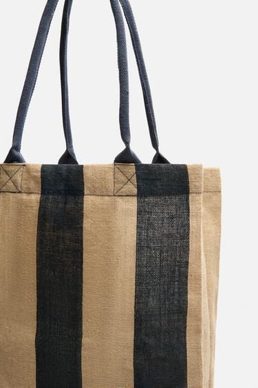 STRIPED SHOPPER BAG - Navy blue by Zara - Image 6