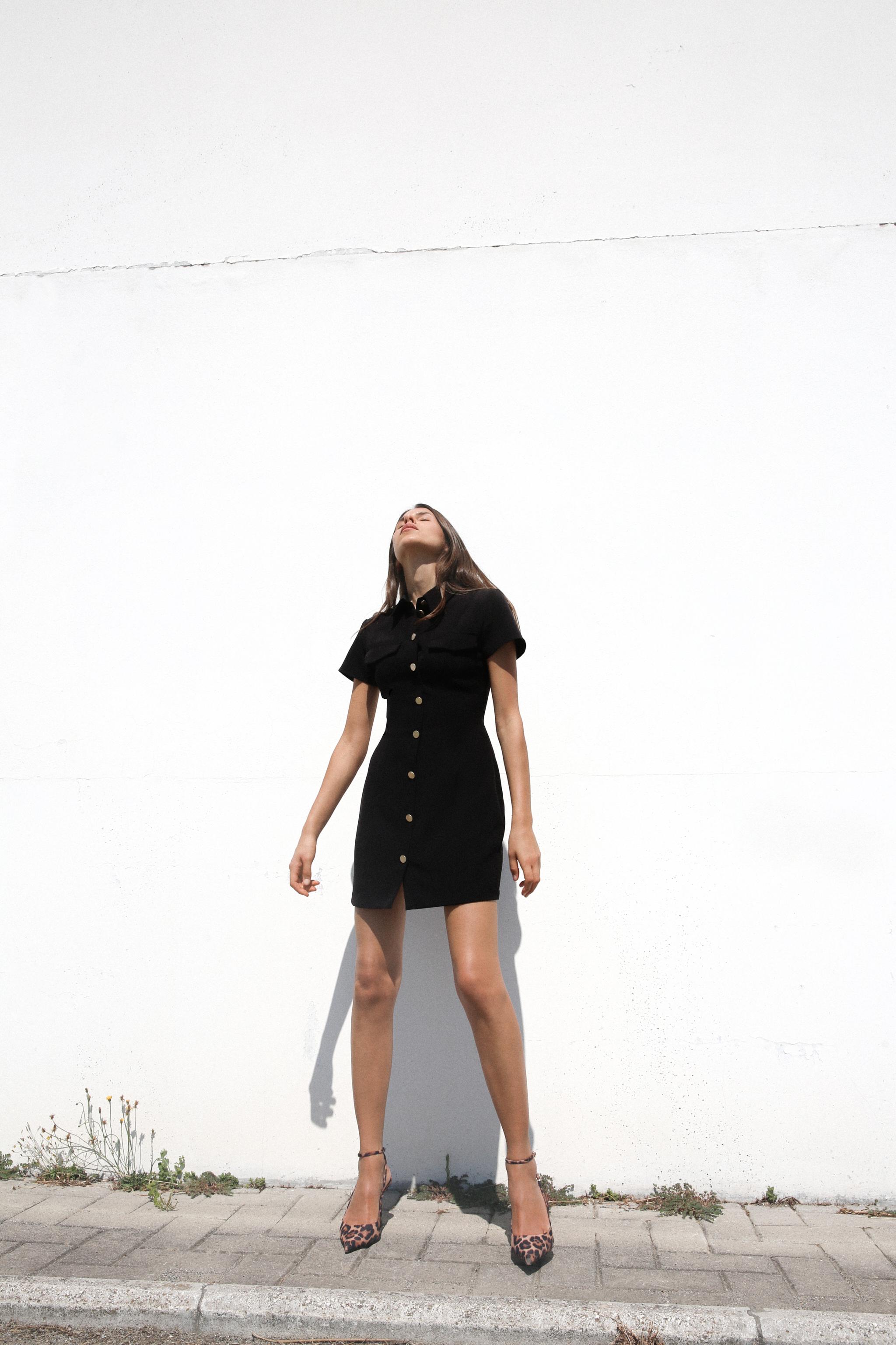 GOLDEN BUTTONS SHORT DRESS - Black | ZARA United States