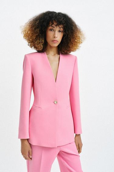 VESTE AJUSTÉE SANS REVERS - Rose de Zara - Image 3