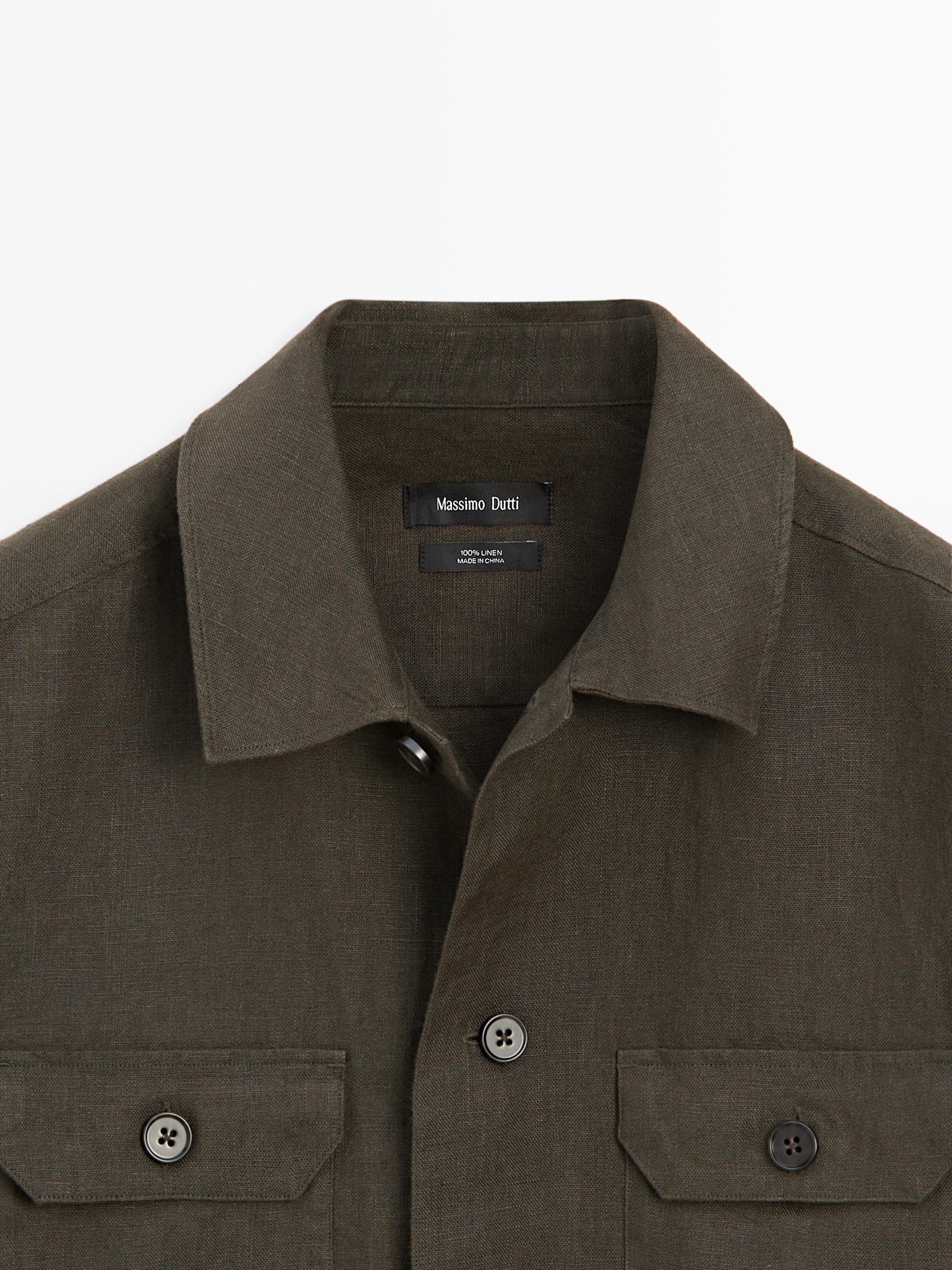 Total look linen overshirt with pockets