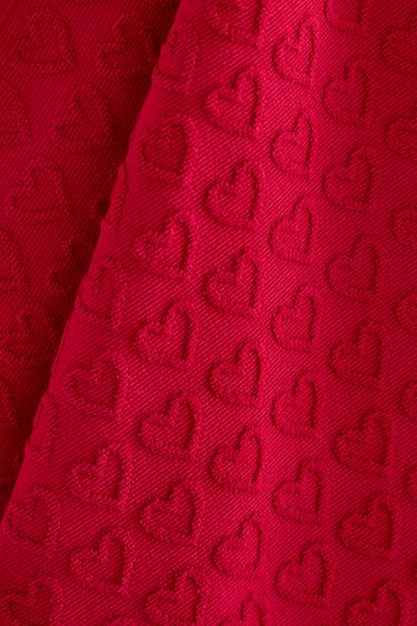 TORCHON DE CUISINE COTON ÉPONGE CŒURS NOËL - Rouge de Zara - Image 2