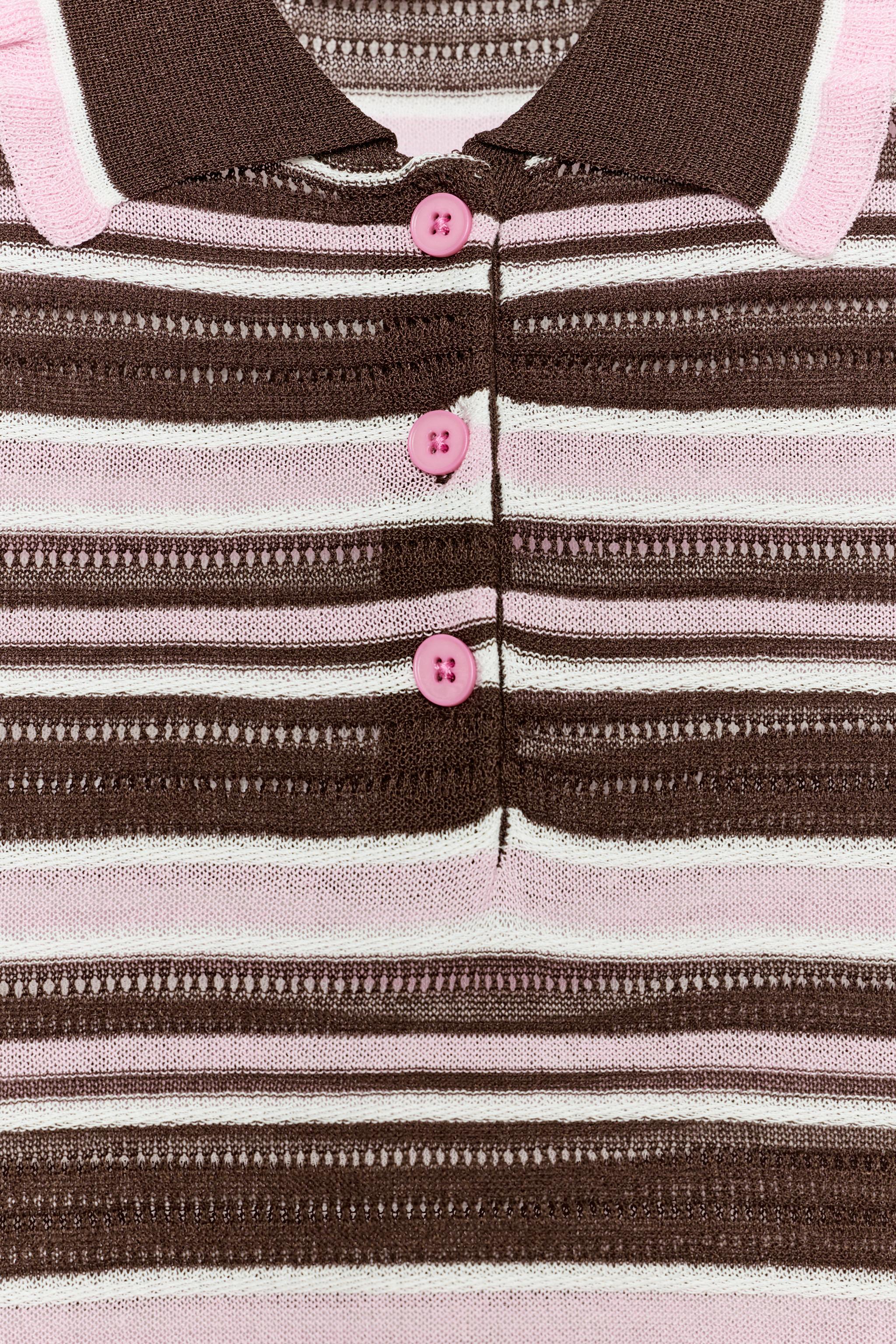 Zara Çizgili Triko Polo görsel 7