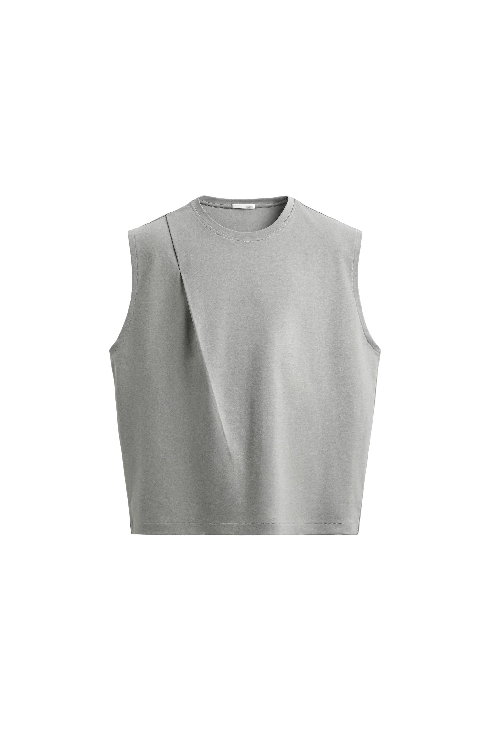 RELAXED FIT INTERLOCK PLEAT TANK TOP - Light grey | ZARA Iraq