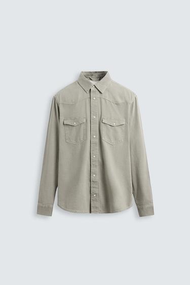 WESTERN DENIM SHIRT - Khaki by Zara