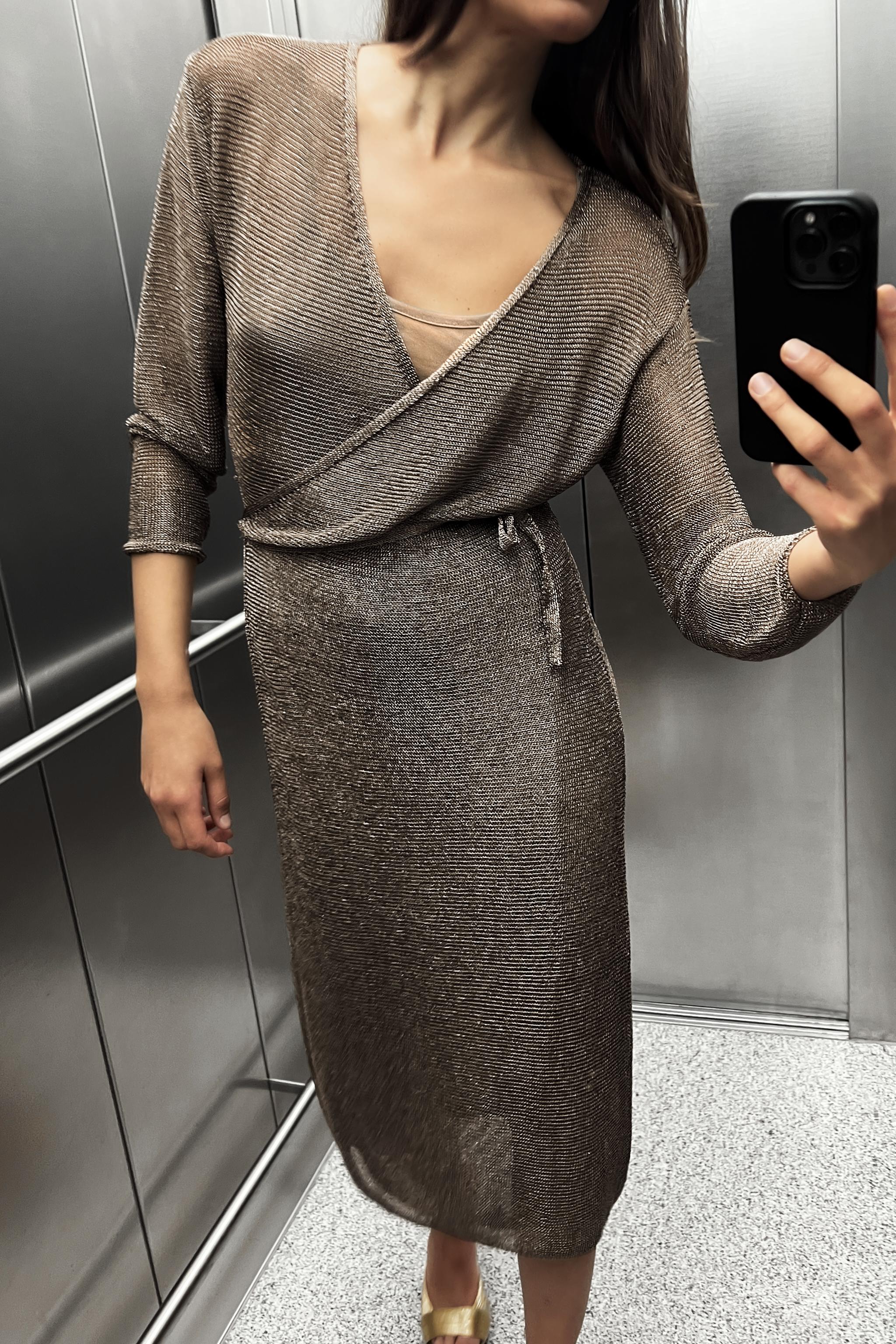 METALLIC MESH KNIT DRESS - Gold | ZARA United States