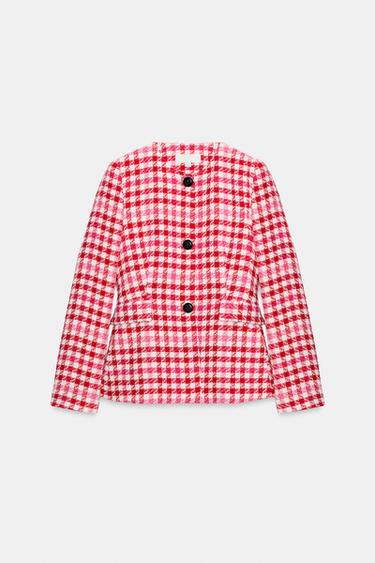 CHECK BLAZER - Ecru / Red by Zara - Image 0