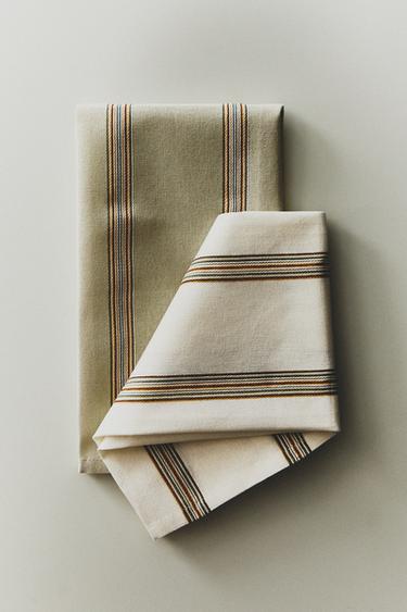 TORCHON RAYURES (LOT DE 2) - Vert / Bleu de Zara - Image 5