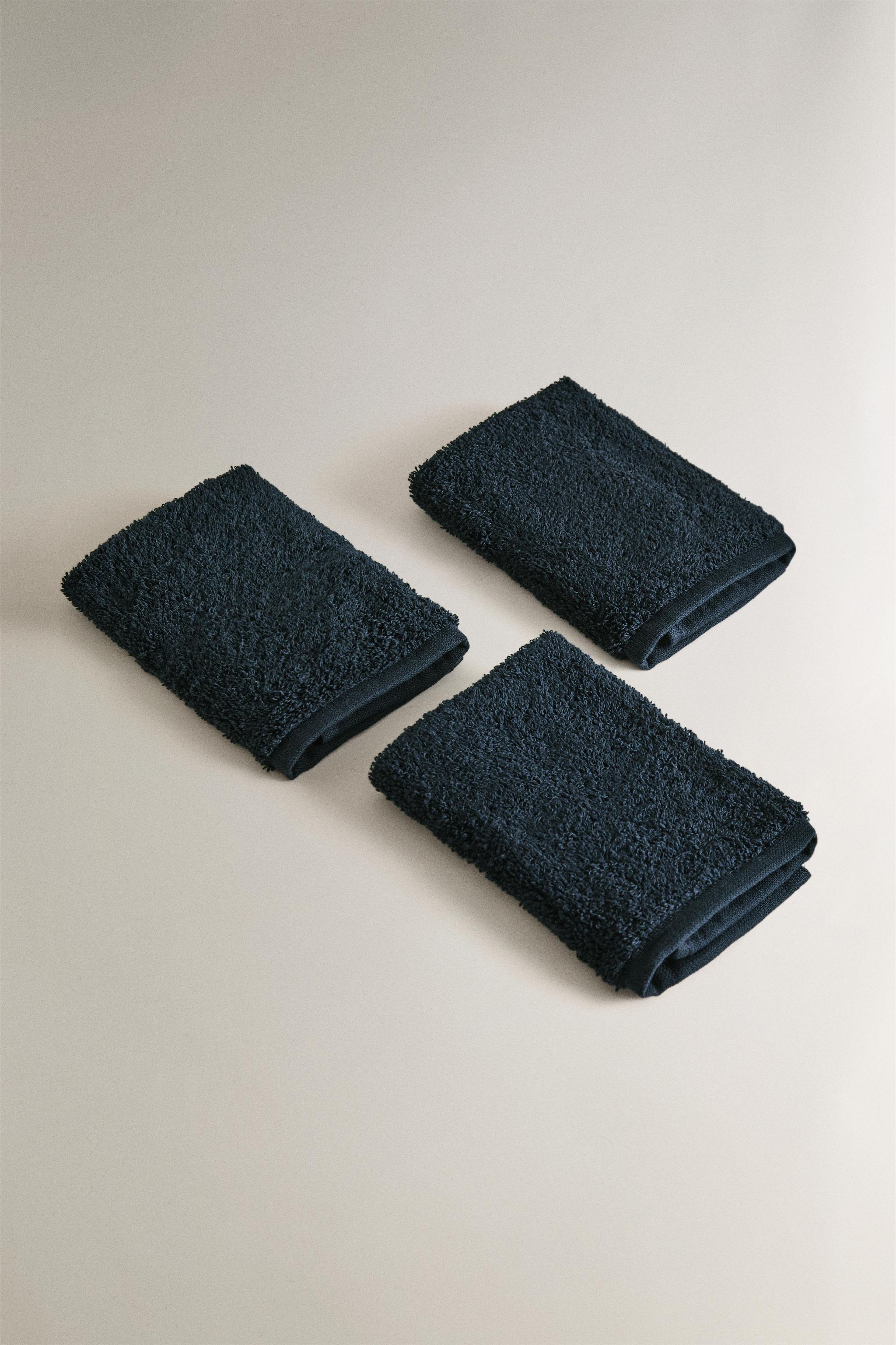 PACK OF COTTON HAND TOWELS (PACK OF 3) — Navy blue
