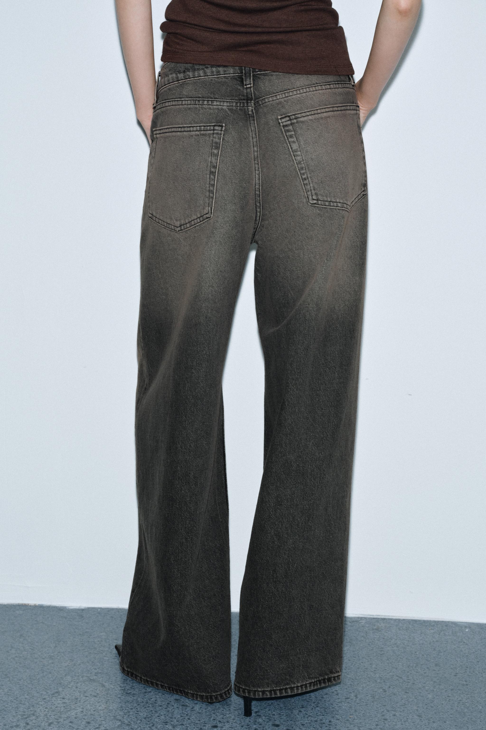 ZW COLLECTION MID-RISE WIDE LEG JEANS WITH DARTS