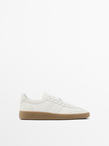 Zara Crackled leather trainers - White