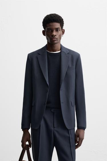 WOOL BLEND SUIT BLAZER - Blue / Steel by Zara