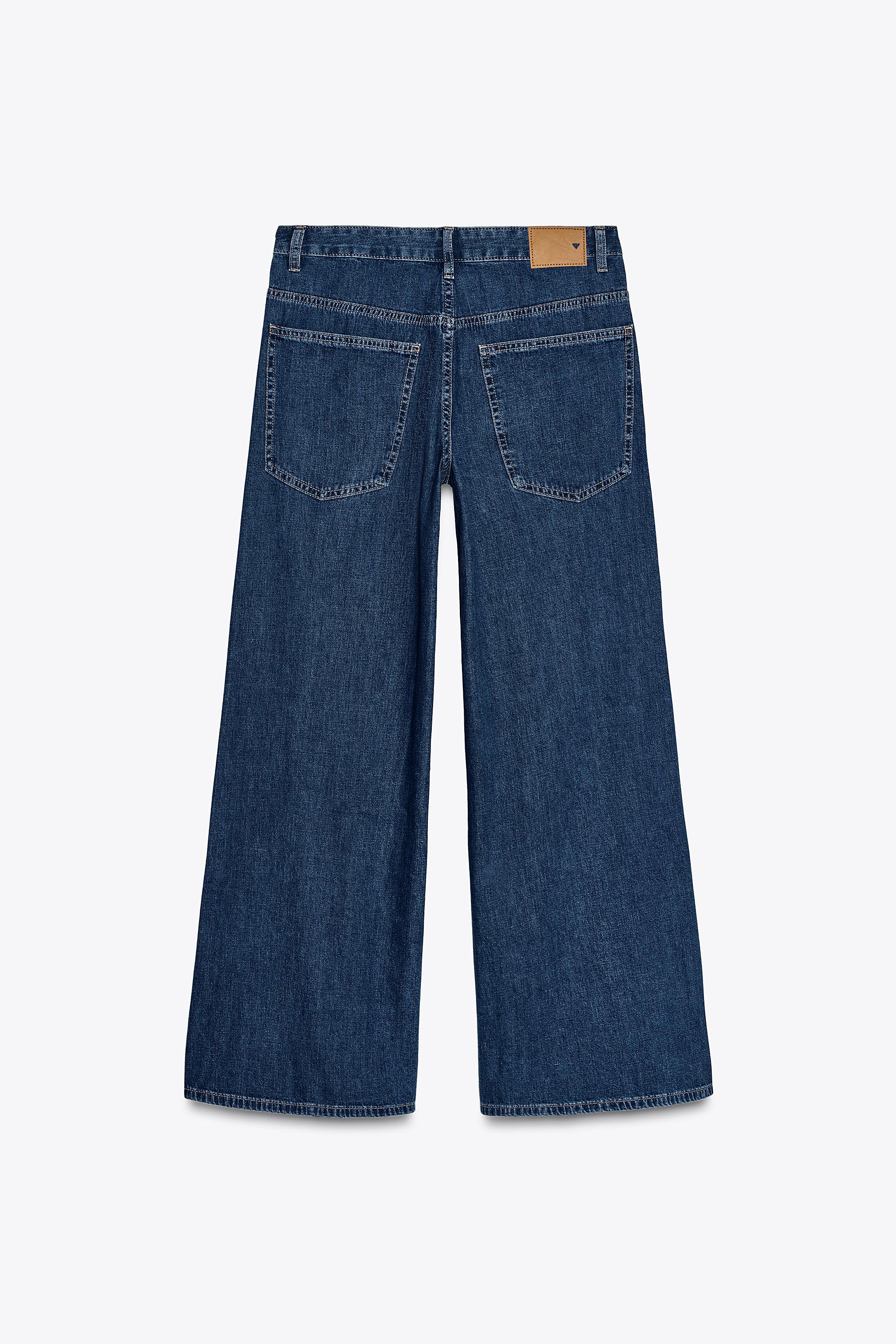 ZARA ハイウエストクロスオーバーサイズジーンズ 6045/040 HIGH-WAISTED CROSSOVER OVERSIZE JEANS - Navy blue | ZARA