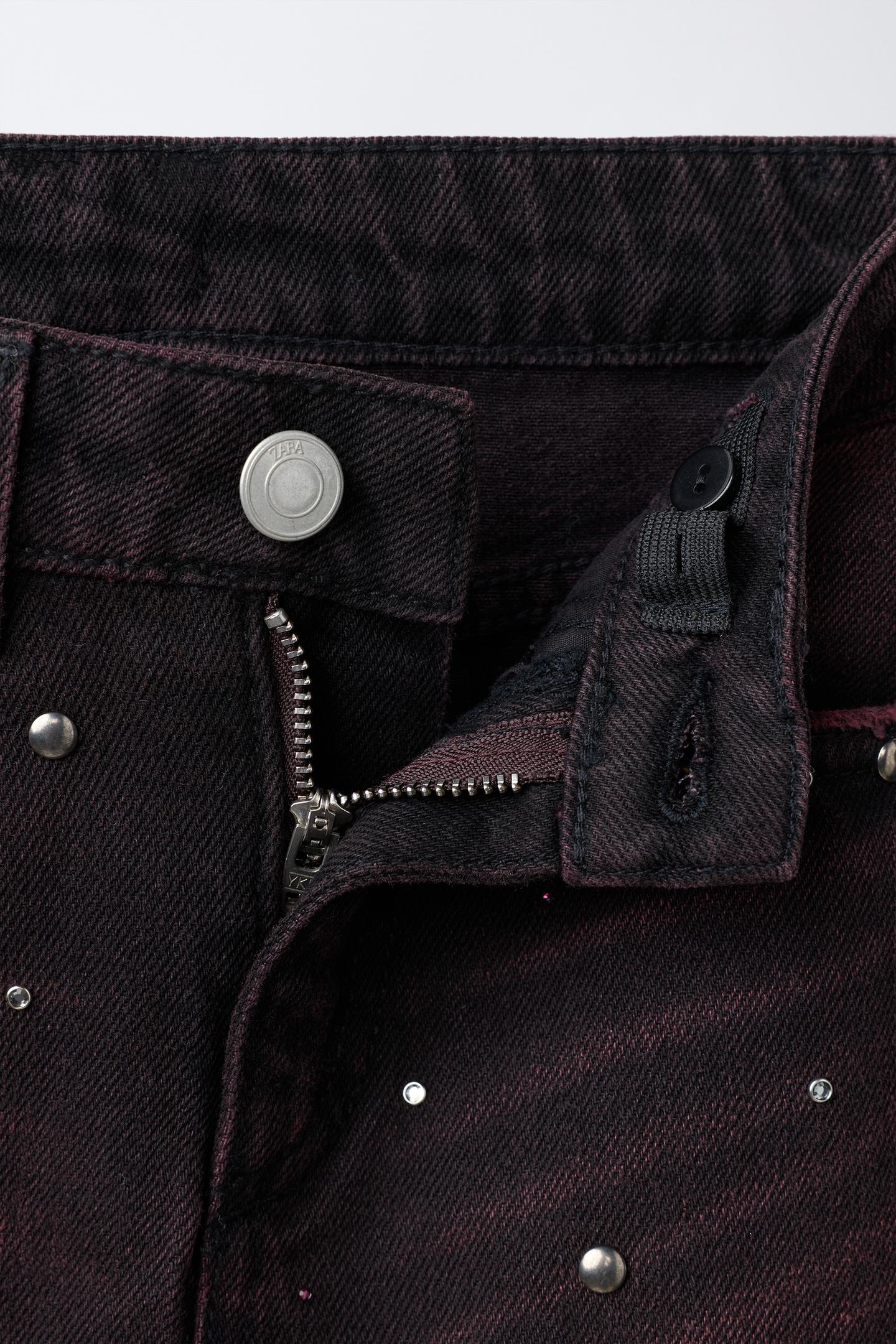 Детская юбка Zara Studded Denim Bermuda, цвет: Бордовый — фото 4