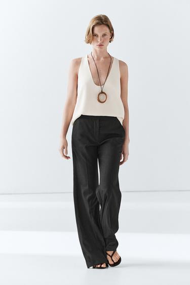 Zara Flare fit pinstripe trousers - Anthracite Gray