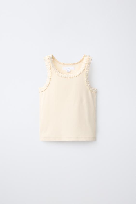 CAMISETA RIB VOLANTE - Mantequilla de Zara - Imagen 0