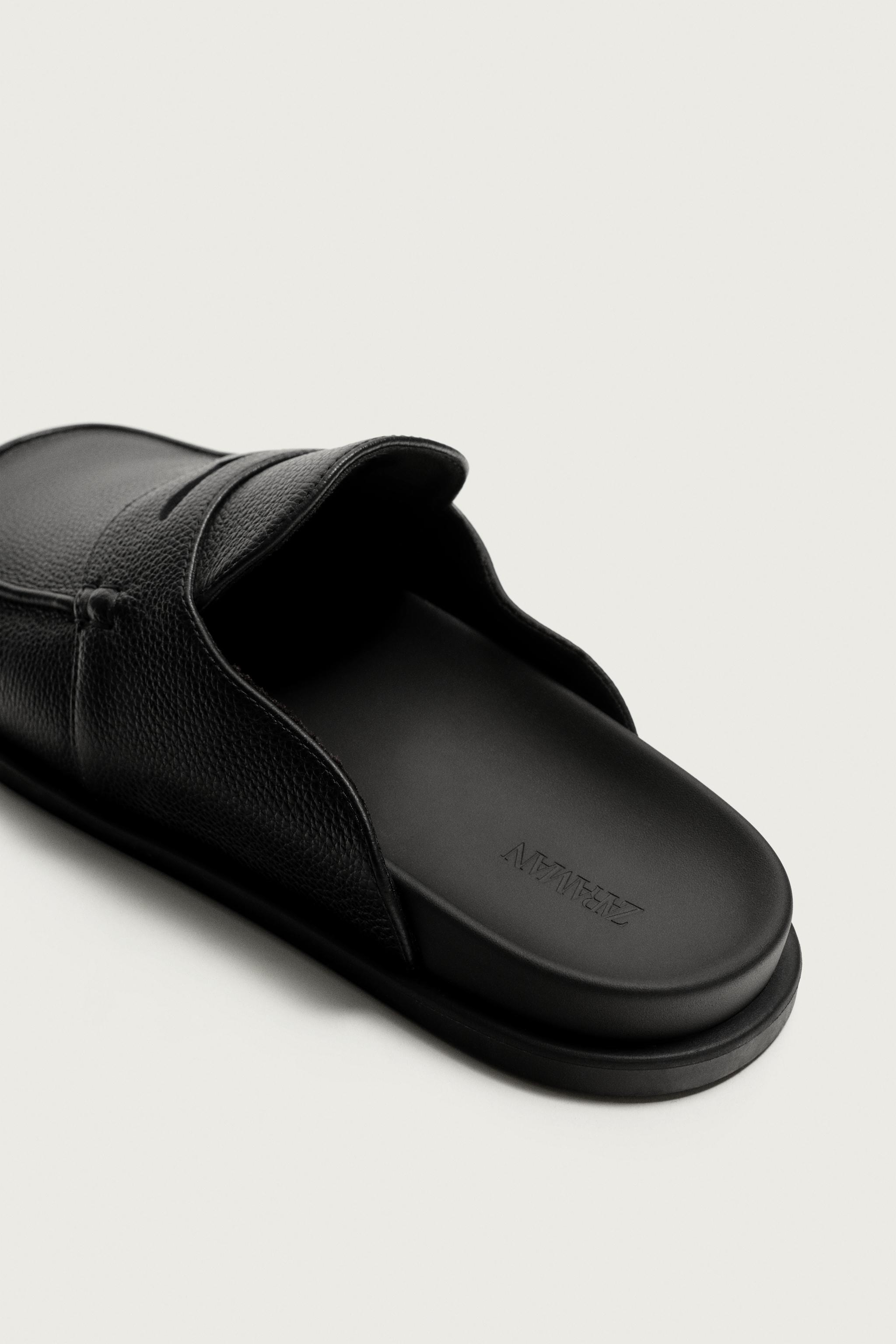 Мужские сабо Zara LEATHER LOAFER CLOGS — фото 6