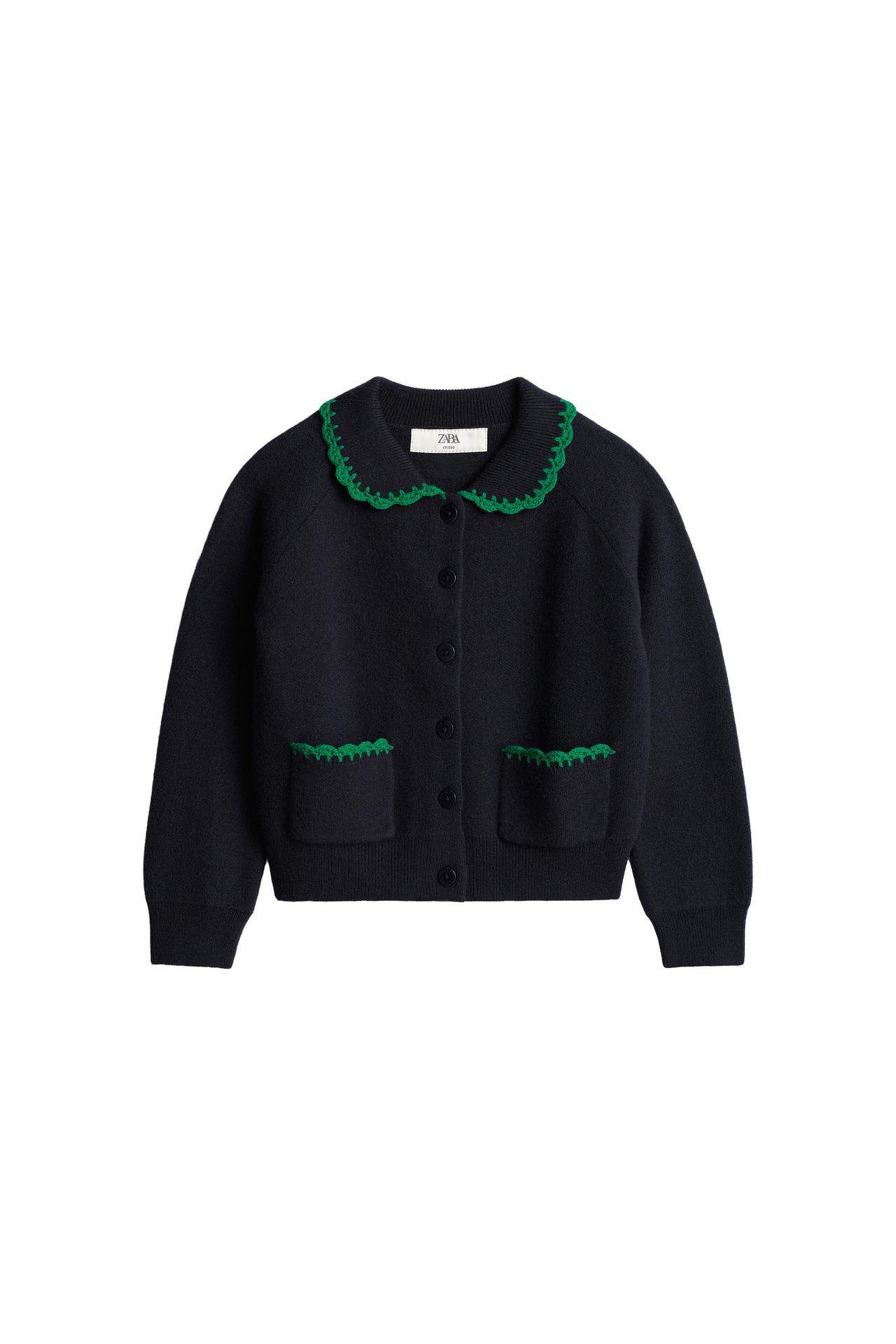 100% WOOL CROCHET EMBROIDERY CARDIGAN LIMITED EDITION