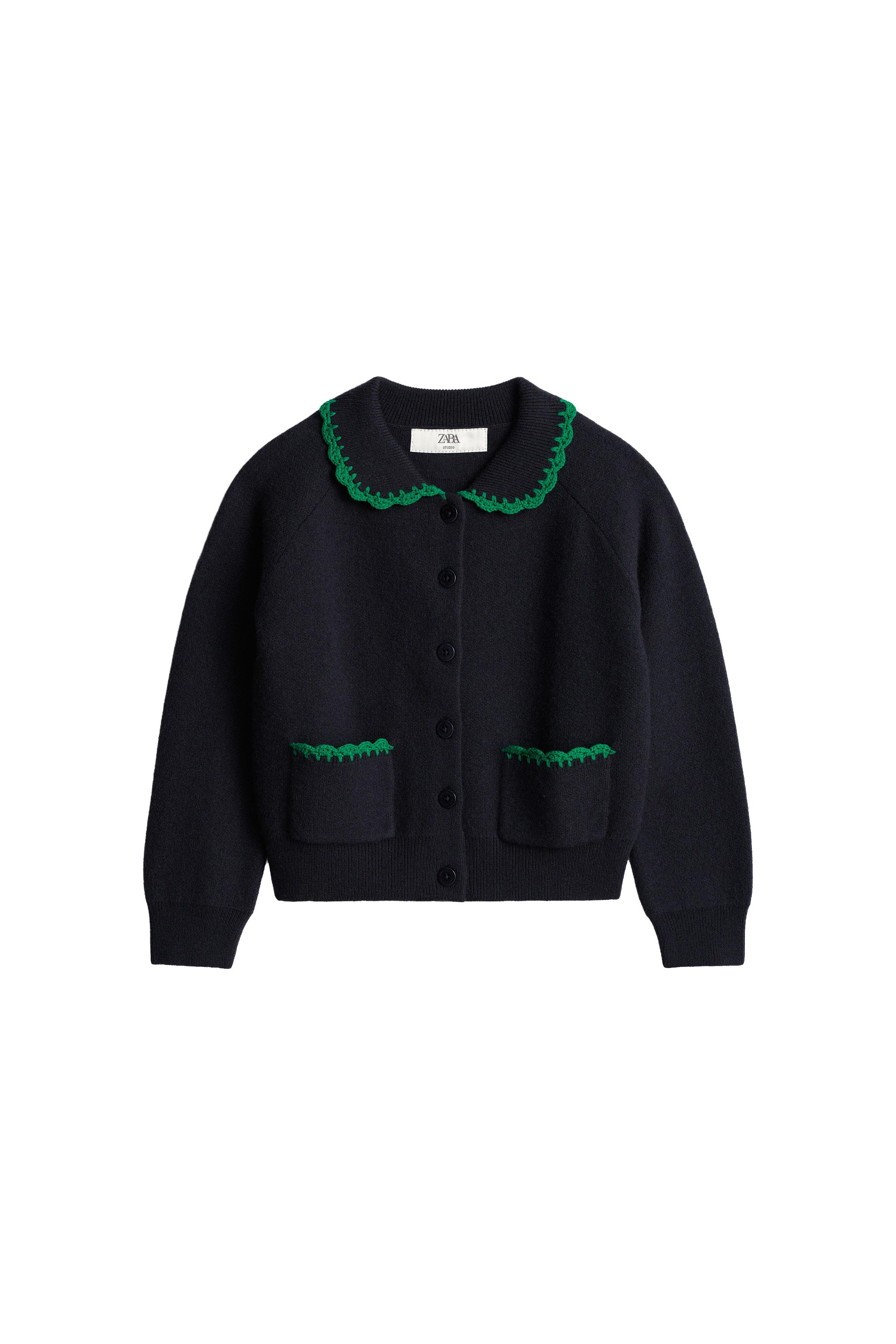 CARDIGAN 100% LAINE BRODERIES CROCHET ÉDITION LIMITÉE