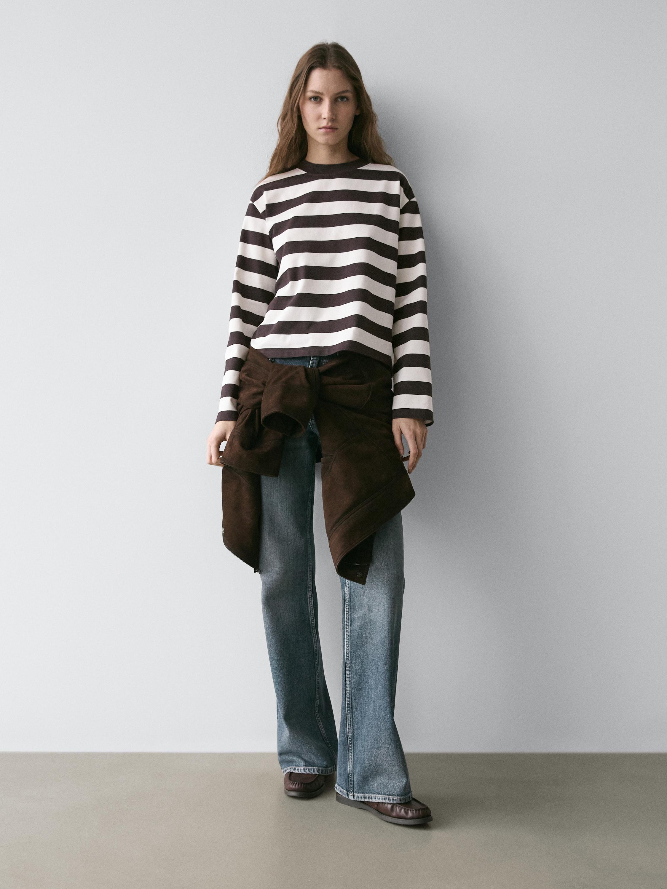 Striped long sleeve cotton T-shirt