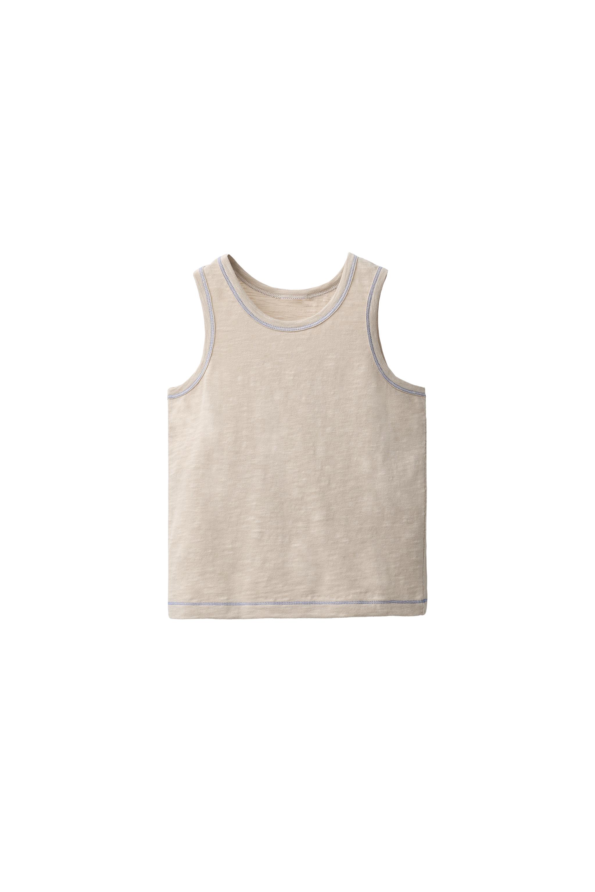 CARAMEL LONDON × ZARA 3-4y TOPSTITCHED T-SHIRT CREATED BY CARAMEL LONDON X ZARA - Beige