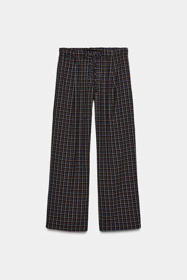 PANTALÓN PIJAMERO CUADROS - Marrón-Azul de Zara
