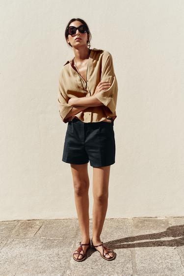 CHEMISE MANCHES COURTES LARGES - Camel moyen de Zara