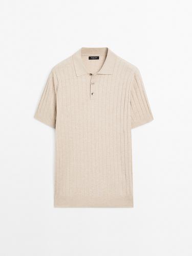 Zara Ribbed knit polo shirt - Beige