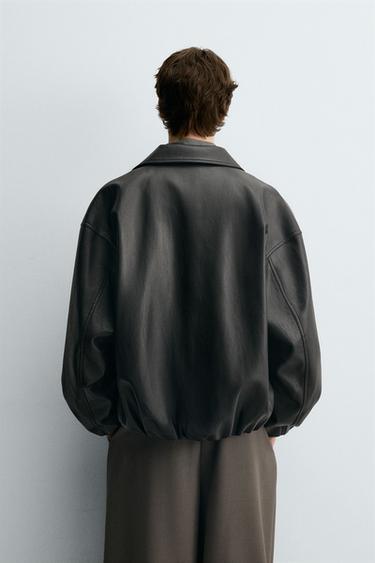 LEATHER EFFECT BOMBER JACKET - Black by Zara - Image 2