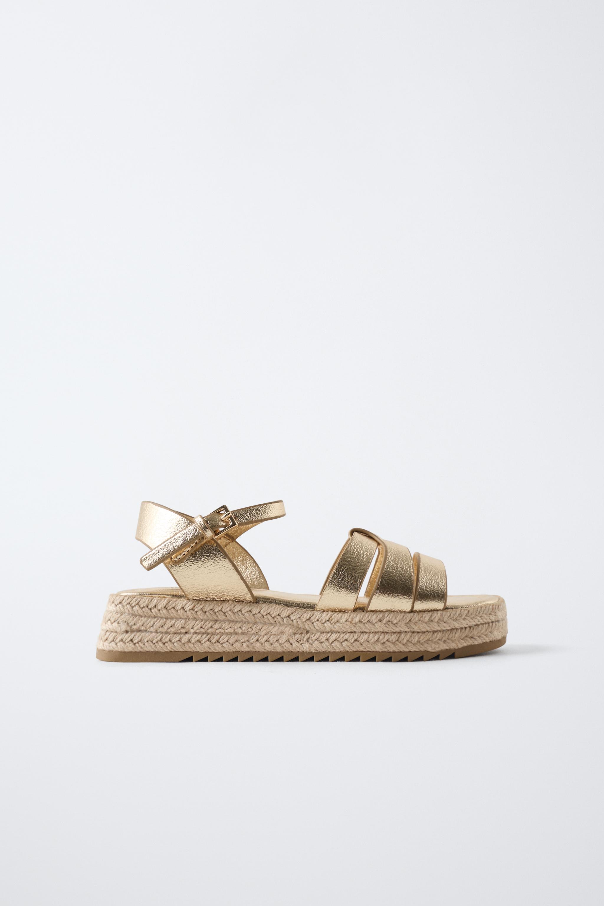 TRIPLE STRAP PLATFORM SANDALS - Gold | ZARA United States