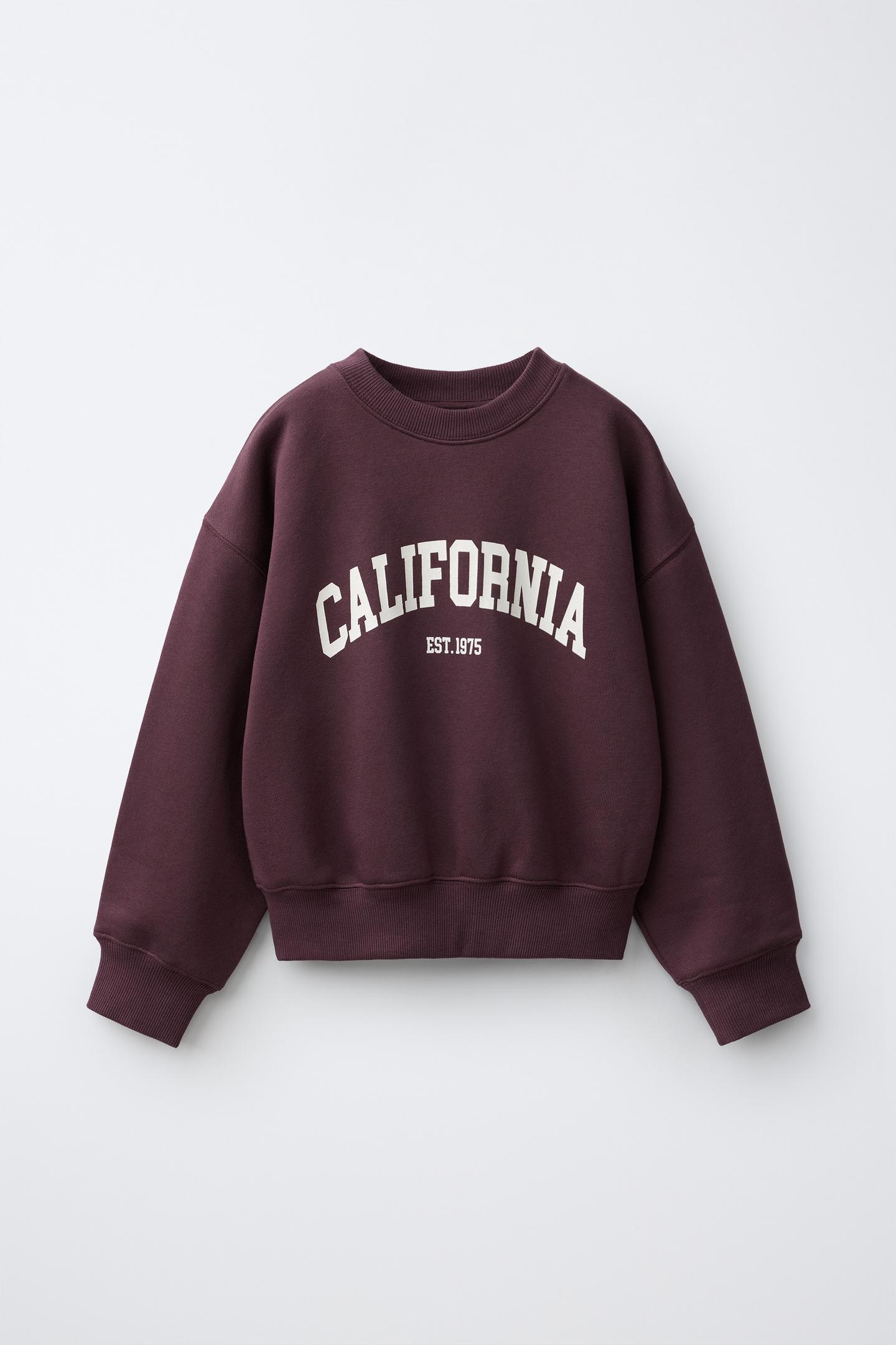 Детский свитшот Zara Varsity Graphic, цвет: Бордовый — фото 2