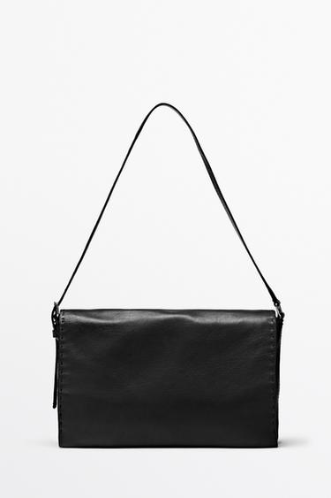 Zara Nappa leather crossbody bag with topstitching - Black - Image 0