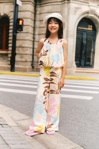 FLORAL PRINT LINEN BLEND TROUSERS - Ecru by Zara