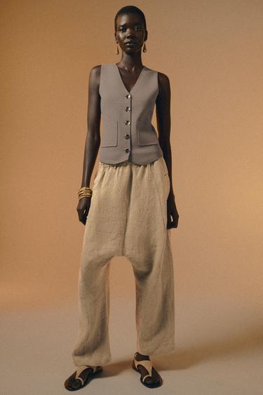 GOLDEN BUTTON KNIT WAISTCOAT - Taupe grey by Zara - Image 0