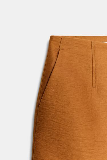 LINEN BLEND SHORTS WITH COVERED BUTTON - Curry by Zara - Image 7