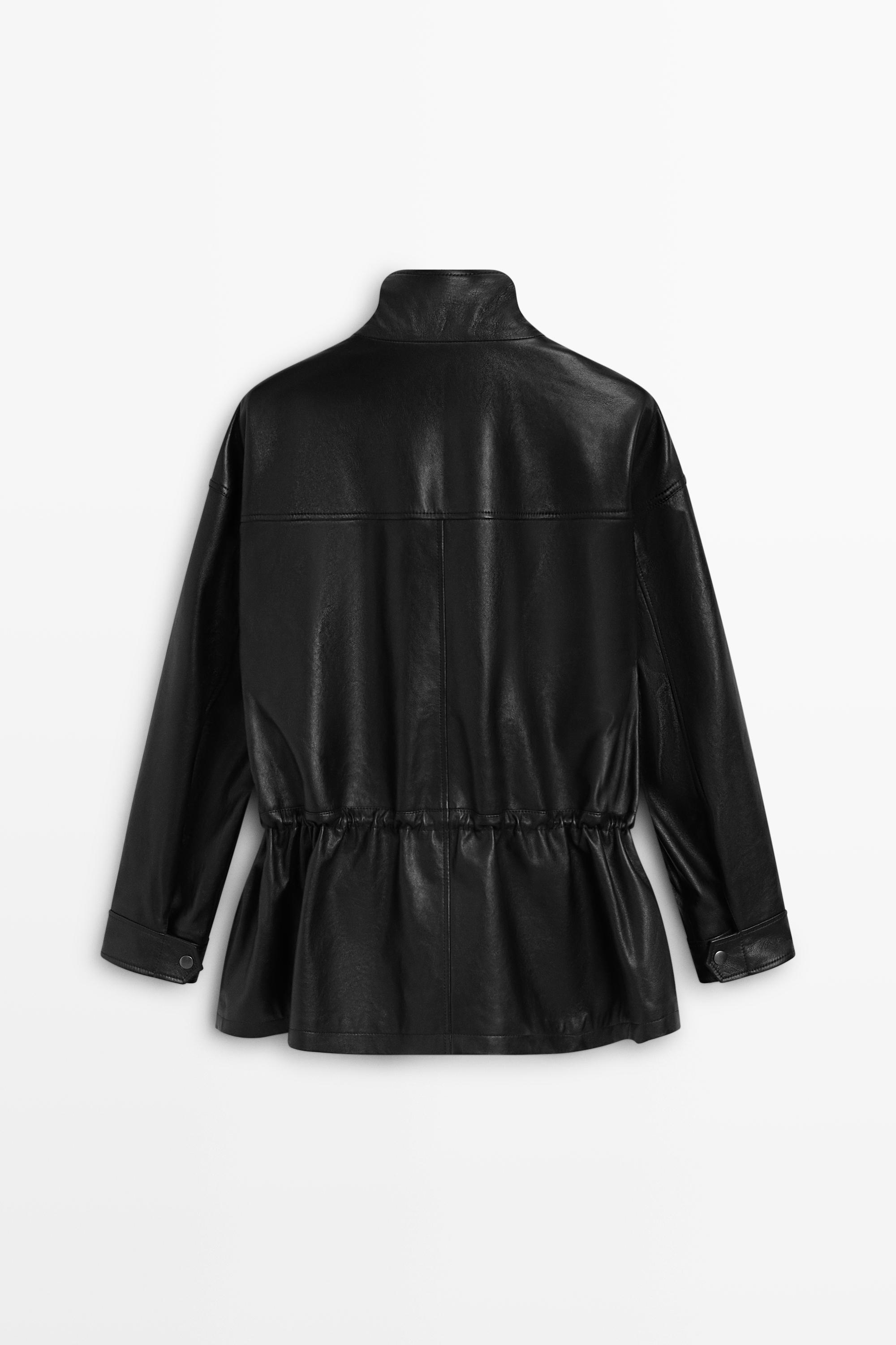 Blouson en cuir nappa avec poches