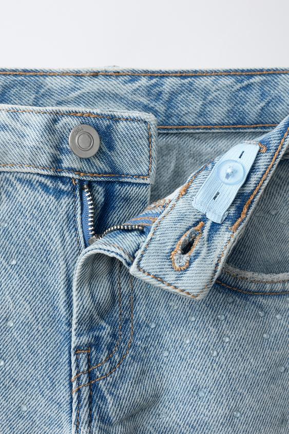 JEANS DROIT STRASS - Bleu de Zara - Image 2