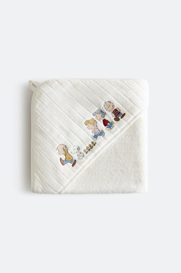 Zara DEČJI PEŠKIR SA KAPULJAČOM PEANUTS™ – prljavobela