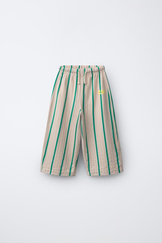 STRIPED TEXTURED TROUSERS - Sand by Zara - Image 0