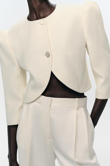 COSTUME BLAZER COURTE ET PANTALON DROIT - Bordeaux de Zara - Image 1