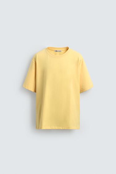 Zara HEAVYWEIGHT T-SHIRT - Light yellow