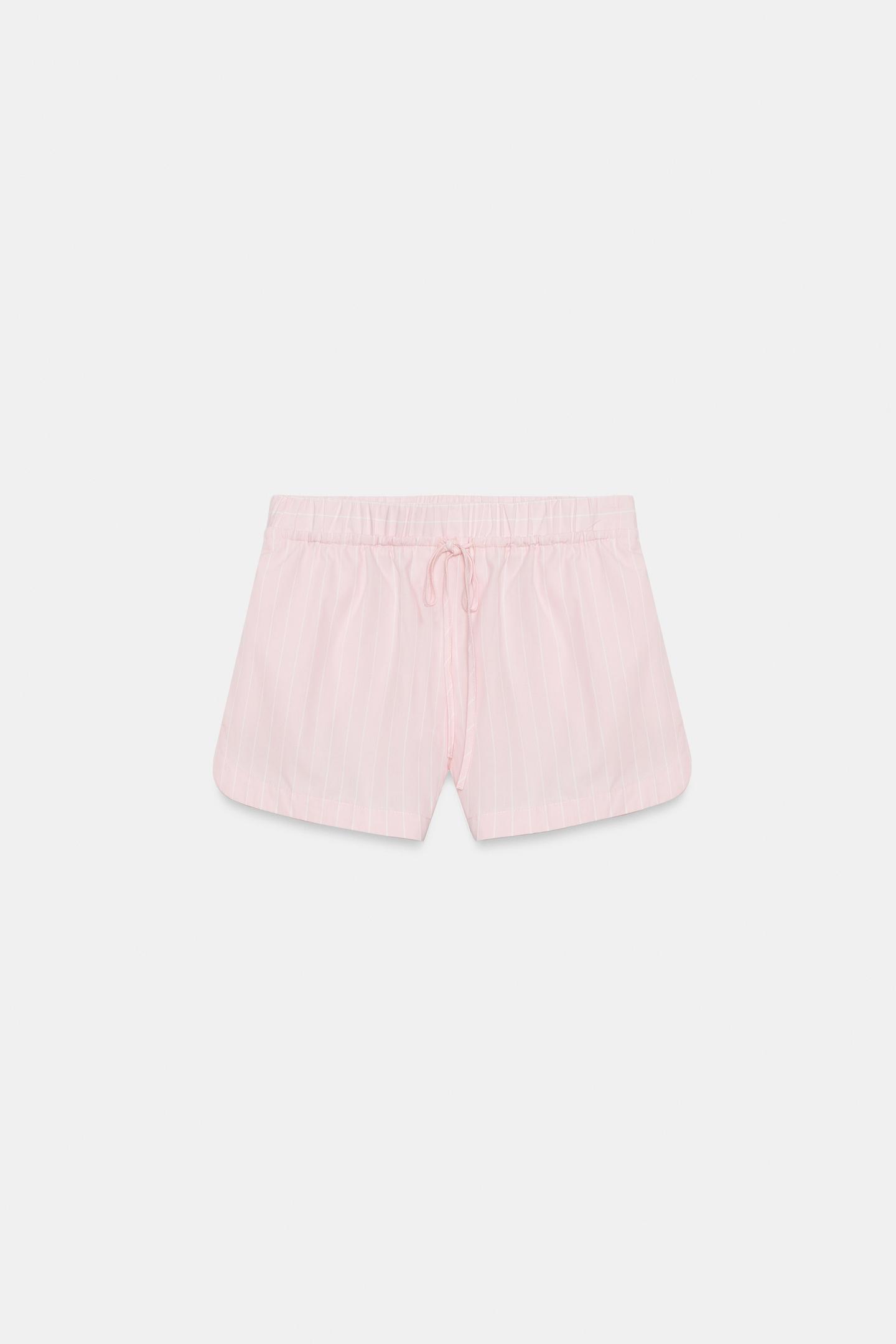 Женские шорты Zara Striped Poplin, цвет: Розовый / Белый — фото 5