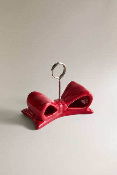 CHRISTMAS BOW PLACE CARD HOLDERS - Red by Zara - Image 2