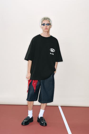 Zara 圖案印花運動衫 - 海藍色