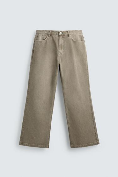 FLARE-FIT-HOSE MIT BAUMWOLLSTRUKTUR - Beige von Zara