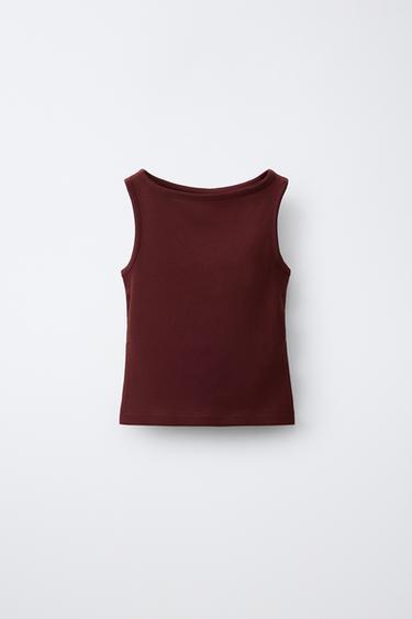PLAIN MODAL BLEND TOP - Burgundy by Zara