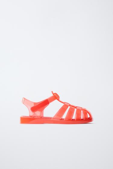 RUBBERISED CAGE SANDALS — Red 1